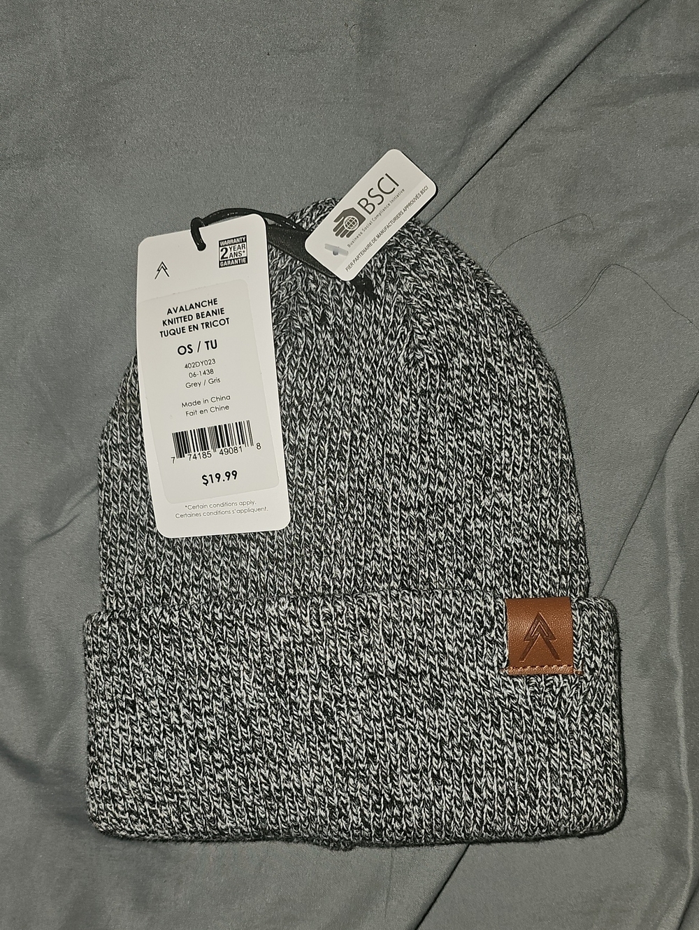 Avalanche Black and Gray Marled Knit Beanie